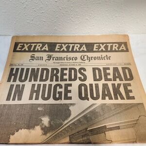VTG San Francisco Chronicle Newspaper Oct 1989 Northridge Earthquake Bay Area‎